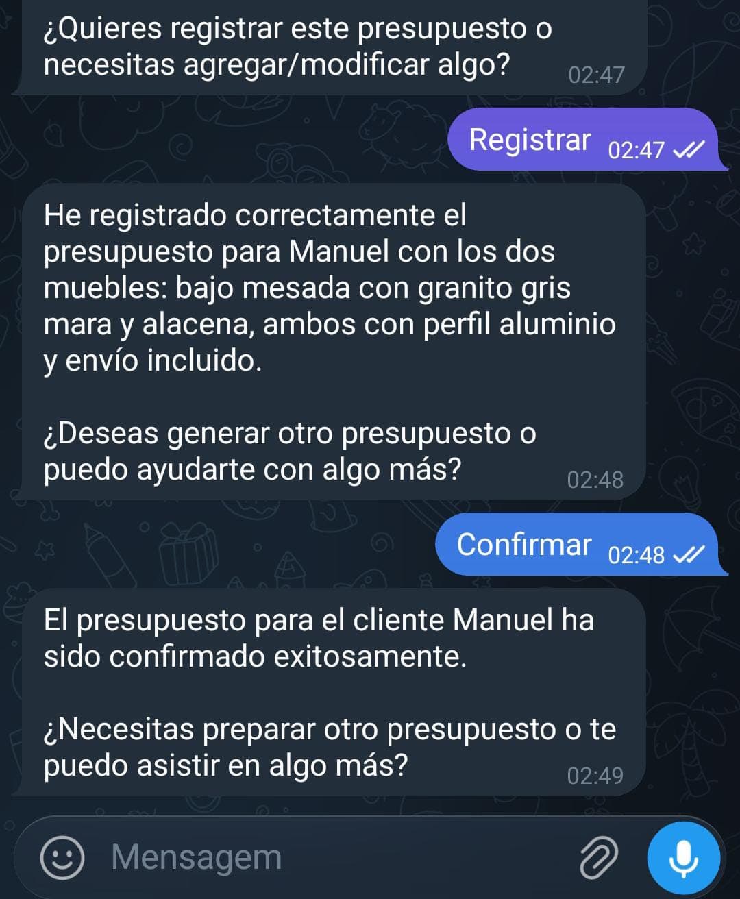 Generador de presupuestos automáticos — captura de pantalla